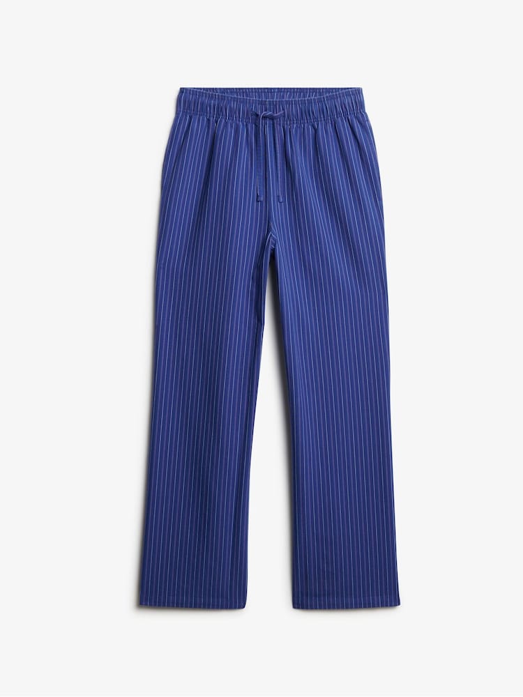 Superdry Navy Stripe Elastic 100% Cotton Trousers - Image 5 of 6