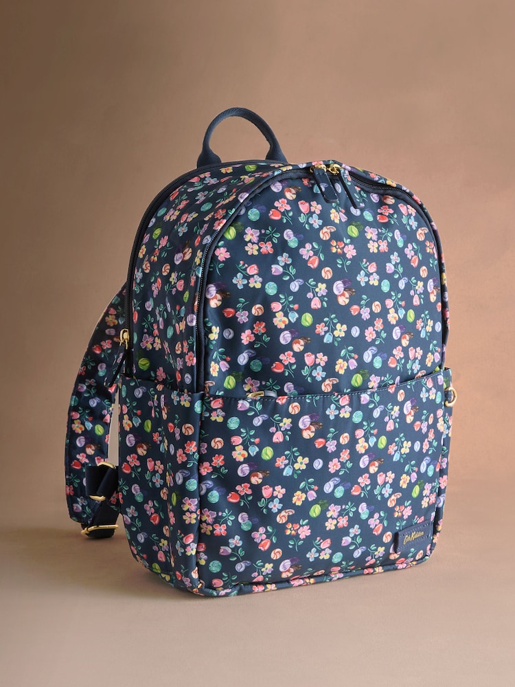 Cath Kidston London Floral Backpack Navy Ditsy Flower Coated Cotton Cottagecore Cath Kidston Original London Mini Floral Print Backpack in  main image 3