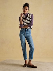 Joules Holly Cream/Navy Button Through Knitted Vest - Image 6 of 9