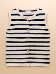 Joules Holly Cream/Navy Button Through Knitted Vest - Image 9 of 9