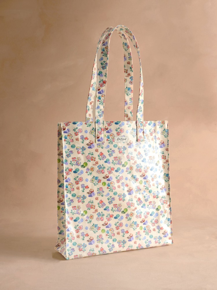 Ecru marmoriert Floralmuster - Cath Kidston Große, beschichtete Buchtasche - Bild 1 von 9