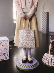Ecru marmoriert Floralmuster - Cath Kidston Große, beschichtete Buchtasche - Bild 4 von 9