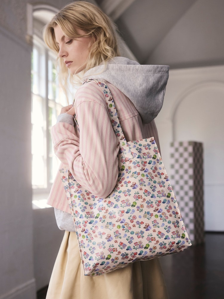 Cath Kidston Ecru Marble Ditsy Large Coated Book Bag - Image 6 of 6