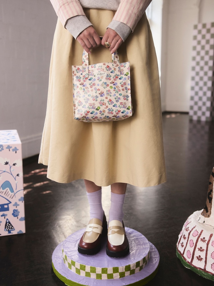 Cath Kidston Ecru Marble Small Coated Book Bag - Image 1 of 5