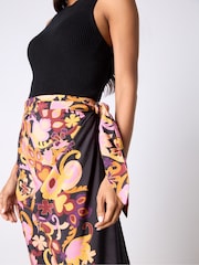 Ro&Zo Black Multi Paisley Print Sarong - Image 4 of 7