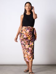Ro&Zo Black Multi Paisley Print Sarong - Image 5 of 7