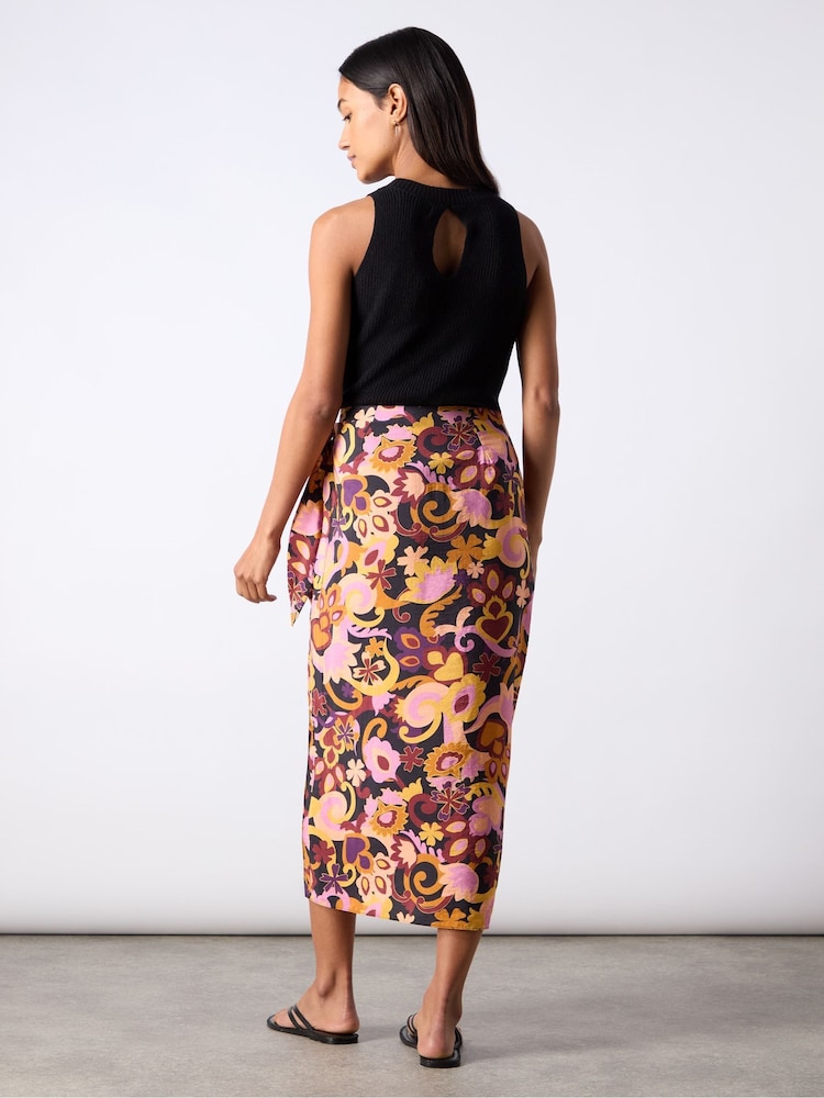 Ro&Zo Black Multi Paisley Print Sarong - Image 7 of 7