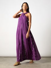 Ro&Zo Metallised Fibres Twist Neck Maxi Dress - Image 1 of 9