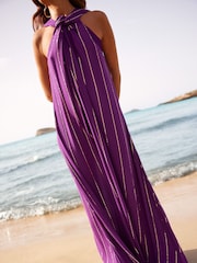 Ro&Zo Metallised Fibres Twist Neck Maxi Dress - Image 4 of 9