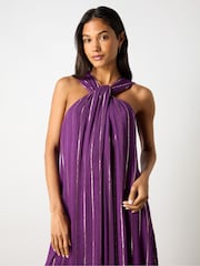 Ro&Zo Metallised Fibres Twist Neck Maxi Dress - Image 5 of 9