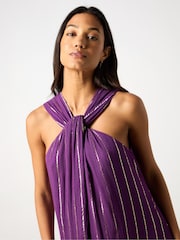 Ro&Zo Metallised Fibres Twist Neck Maxi Dress - Image 6 of 9