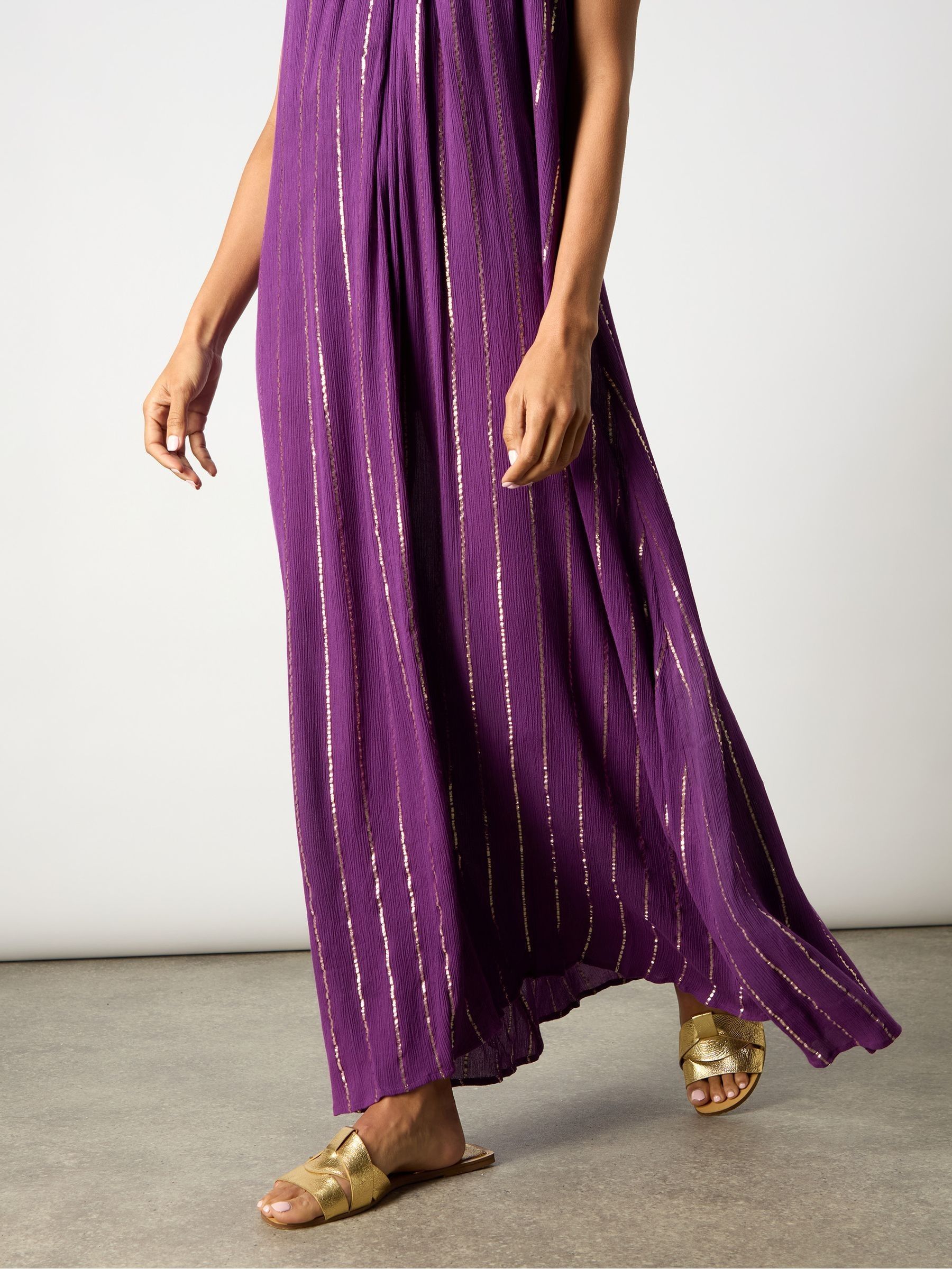 Buy Ro&Zo Purple Metallised Fibres Twist Neck Maxi Dress from Next USA