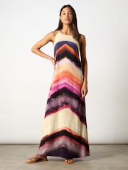 Ro&Zo Purple Chevron Stripe Print Dress - Image 1 of 4
