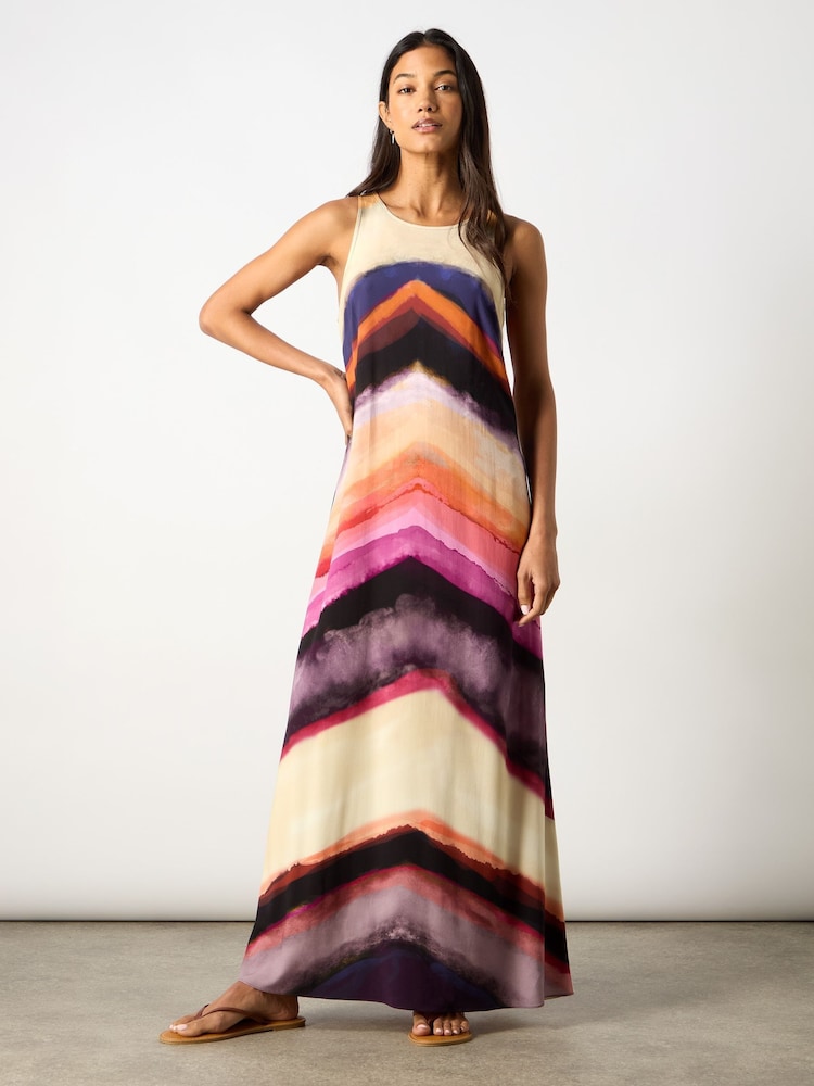 Ro&Zo Purple Chevron Stripe Print Dress - Image 1 of 4