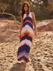 Ro&Zo Purple Chevron Stripe Print Dress - Image 2 of 4