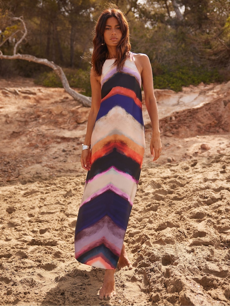 Ro&Zo Purple Chevron Stripe Print Dress - Image 2 of 4