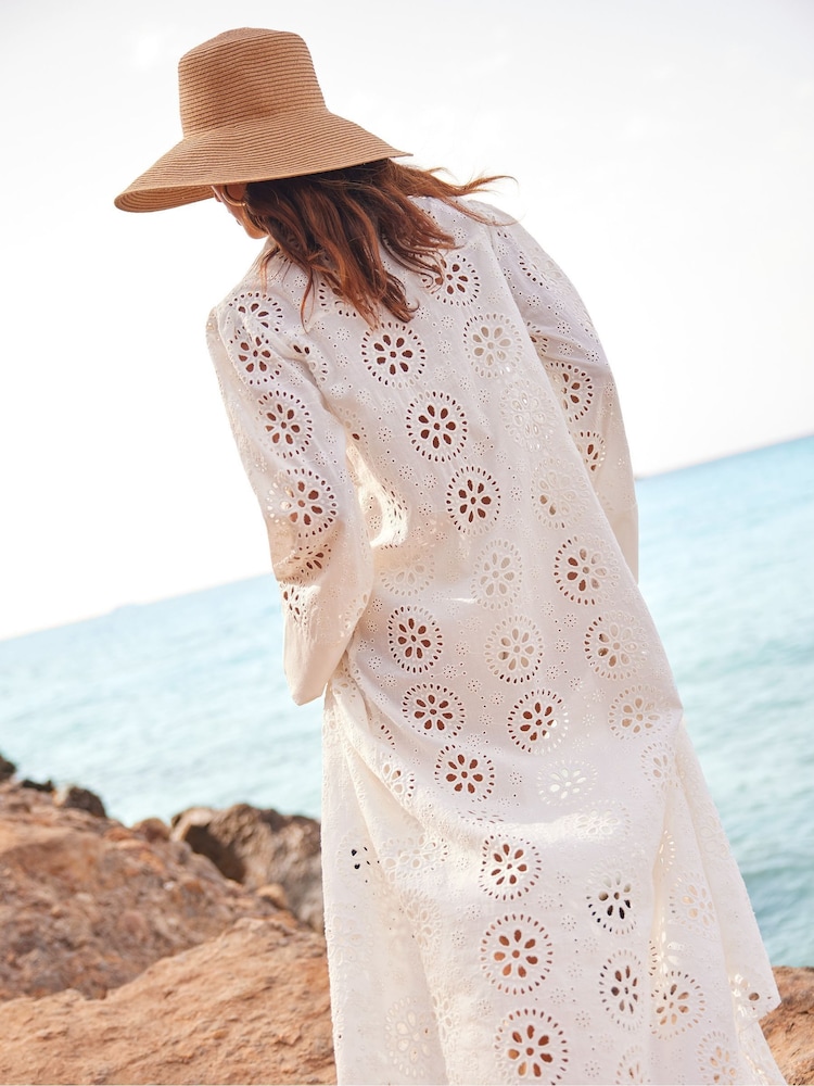 chinese dress ladies Floriane Broderie Cotton Maxi White / M