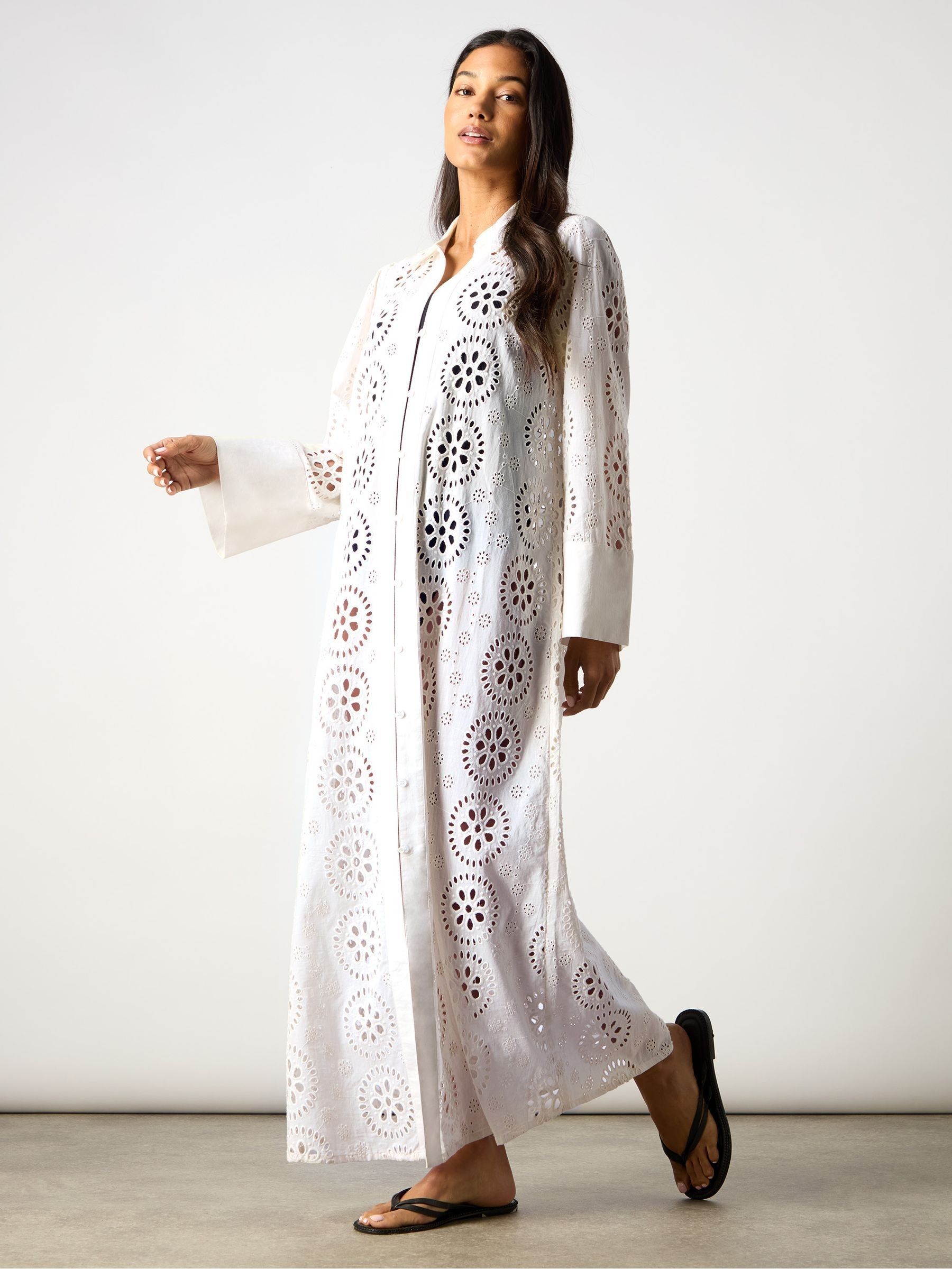 ky309 ETRO ロング丈ドレスシャツ 綿100 オフホワイト 43 Buy Ro&Zo White Broderie Shirt 100% Cotton Maxi Dress from Next USA