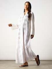 Ro&Zo White Broderie Shirt 100% Cotton Maxi Dress - Image 5 of 10