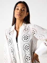 Ro&Zo White Broderie Shirt 100% Cotton Maxi Dress - Image 6 of 10