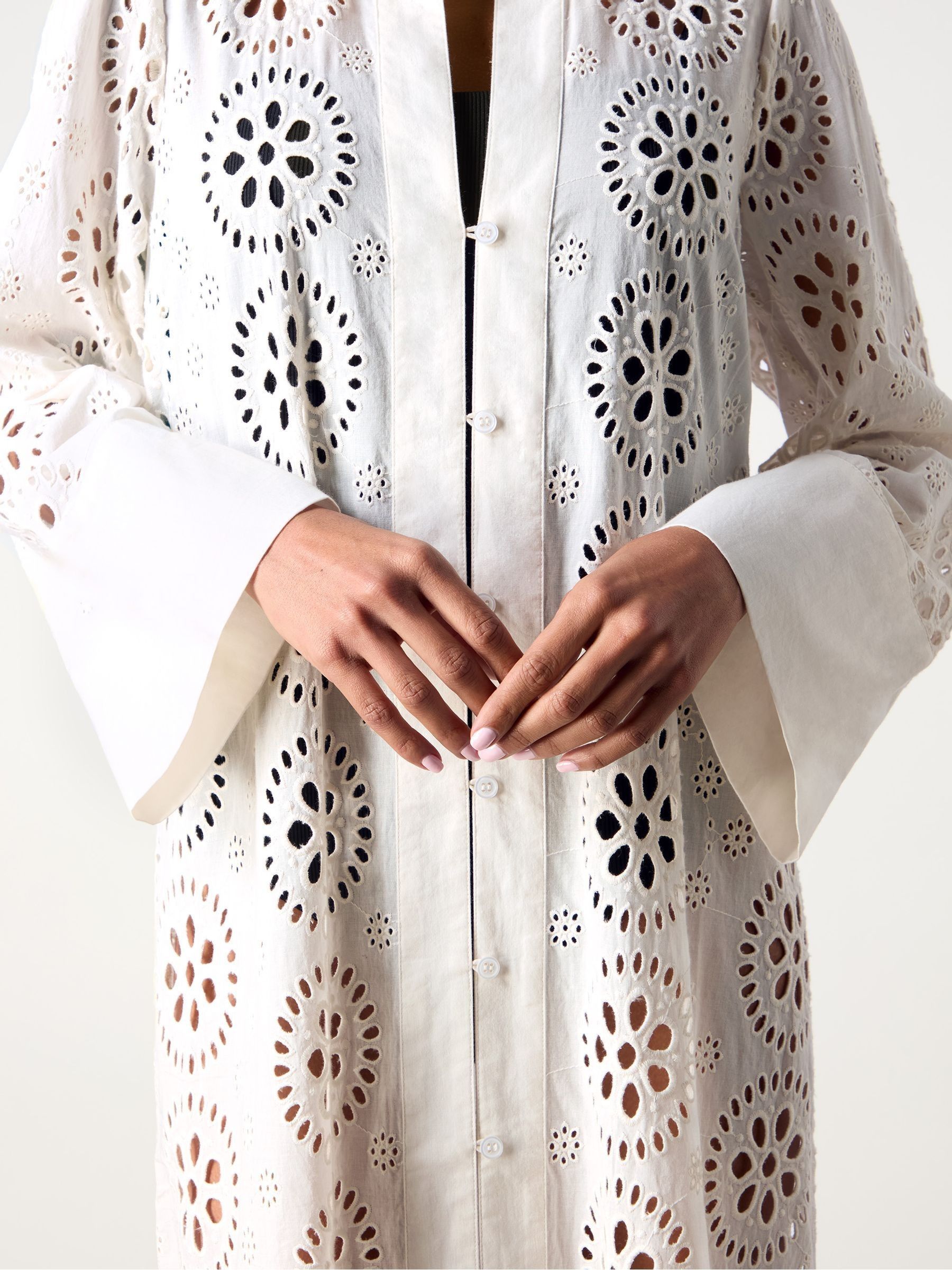 Buy Ro&Zo White Broderie Shirt 100% Cotton Maxi Dress from Next USA