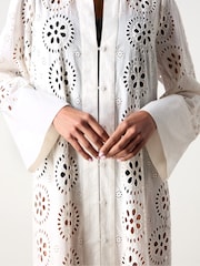 Ro&Zo White Broderie Shirt 100% Cotton Maxi Dress - Image 8 of 10