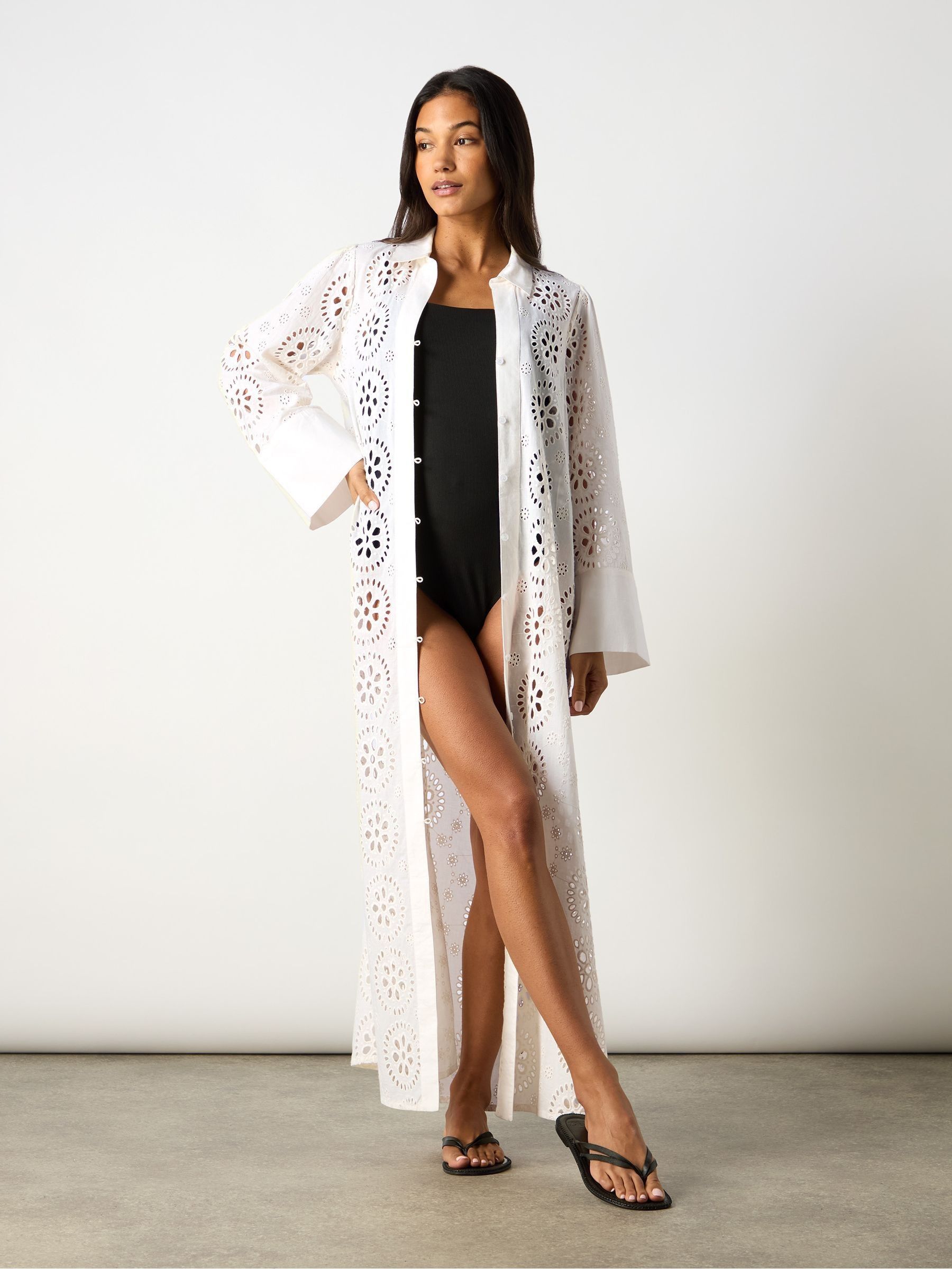Buy Ro&Zo White Broderie Shirt 100% Cotton Maxi Dress from Next USA