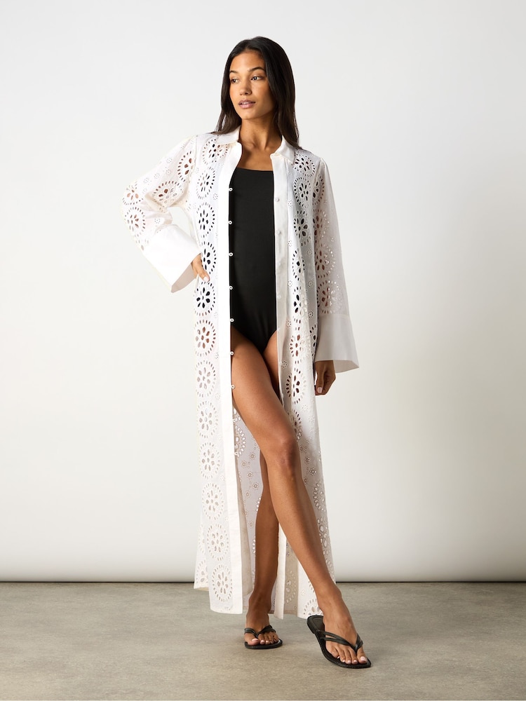 lora broderie maxi dress Bardot Lara Broderie Strapless Maxi Dress
