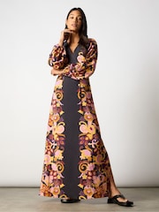 Ro&Zo Black Multi Paisley Print Split Leg Dress - Image 1 of 7
