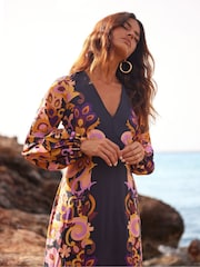 Ro&Zo Black Multi Paisley Print Split Leg Dress - Image 3 of 7