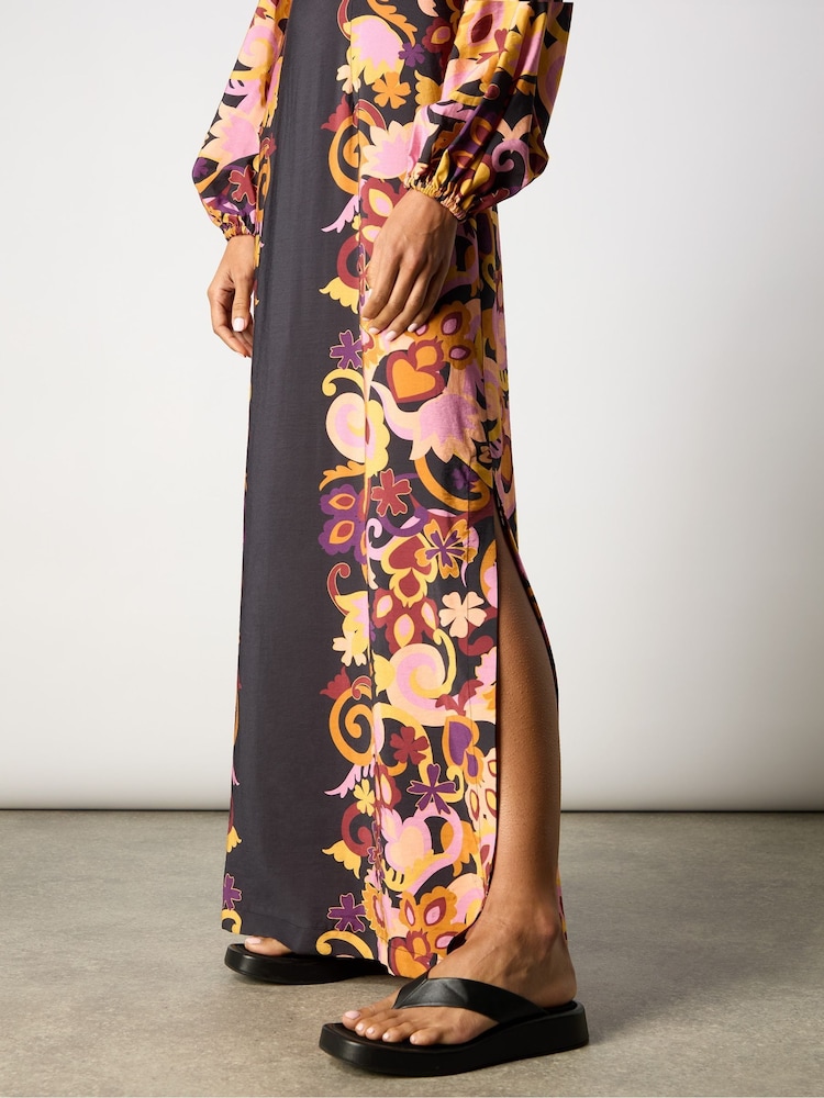 Ro&Zo Black Multi Paisley Print Split Leg Dress - Image 5 of 7