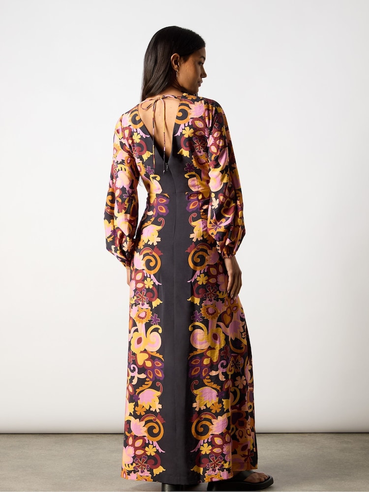 Ro&Zo Black Multi Paisley Print Split Leg Dress - Image 6 of 7