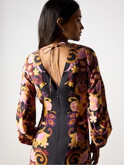 Ro&Zo Black Multi Paisley Print Split Leg Dress - Image 7 of 7