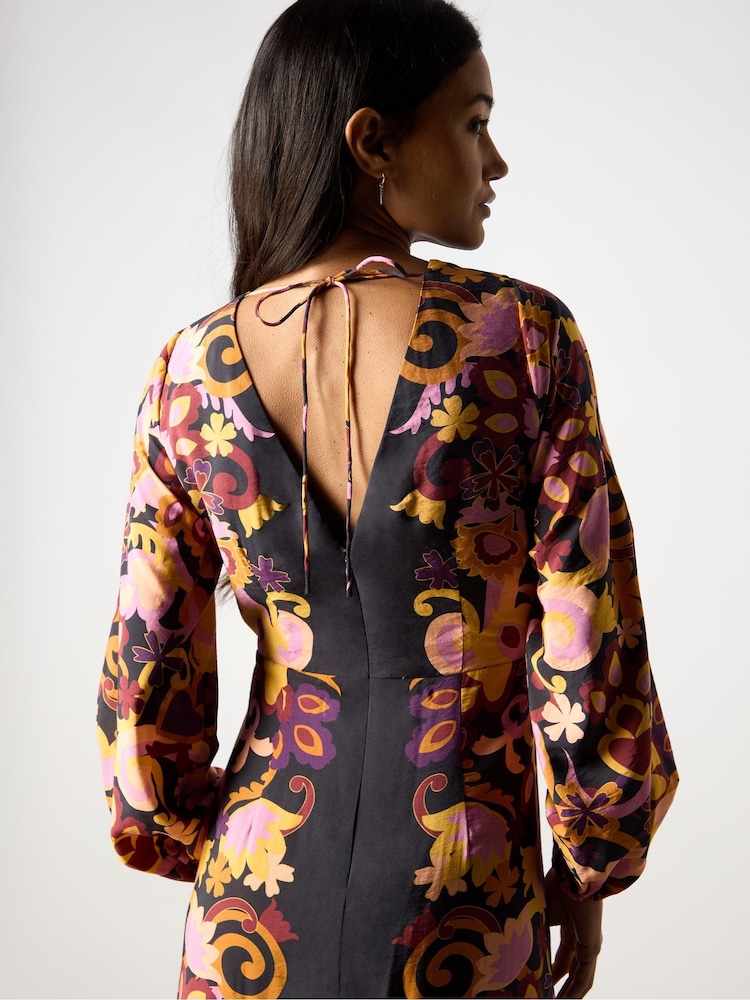 Ro&Zo Black Multi Paisley Print Split Leg Dress - Image 7 of 7