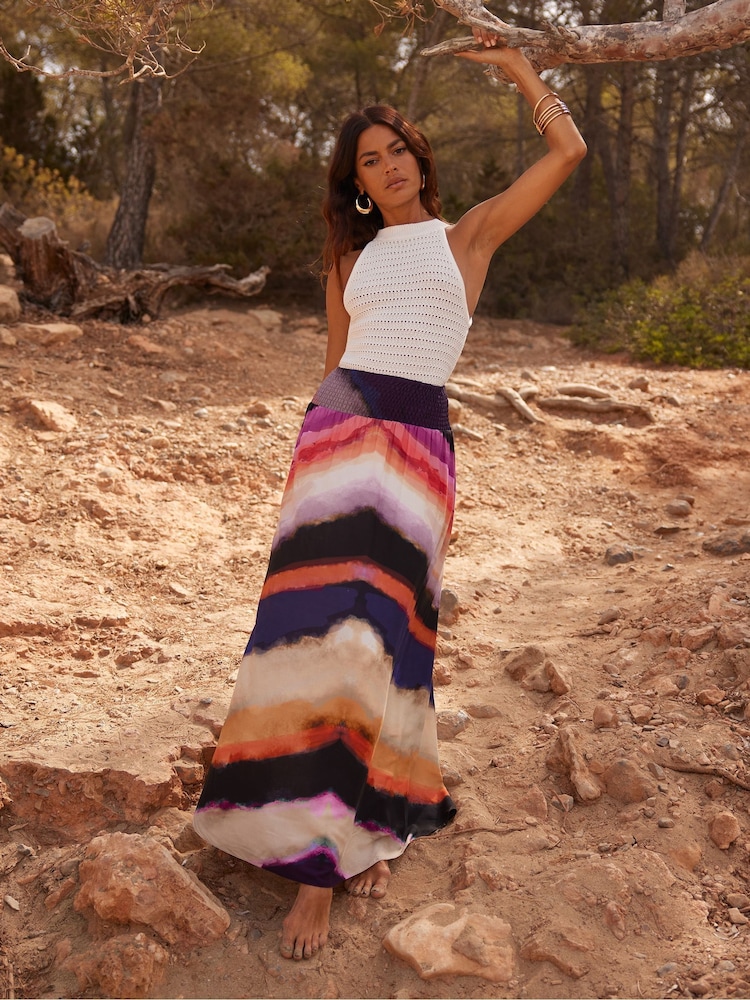 Ro&Zo Purple Chevron Stripe Print Skirt - Image 2 of 7