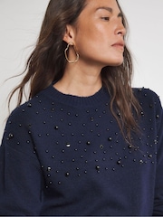 Joanna Hope Blue Embellished Knit Jumper - Image 3 of 3