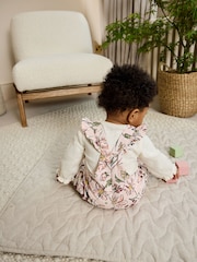 Pink Floral Baby Print Long Sleeve Bodysuit and Cord Dungarees 2 Piece Set (0mths-2yrs) - Image 3 of 4