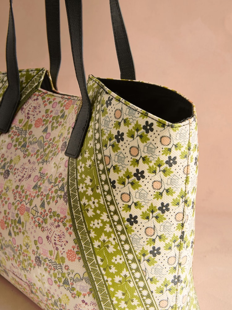 Cath Kidston Green Tiny Town Splice Tote Bag - Image 9 of 9