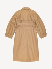 Ganni Brown Bonded Cotton Trench Coat - Image 4 of 4