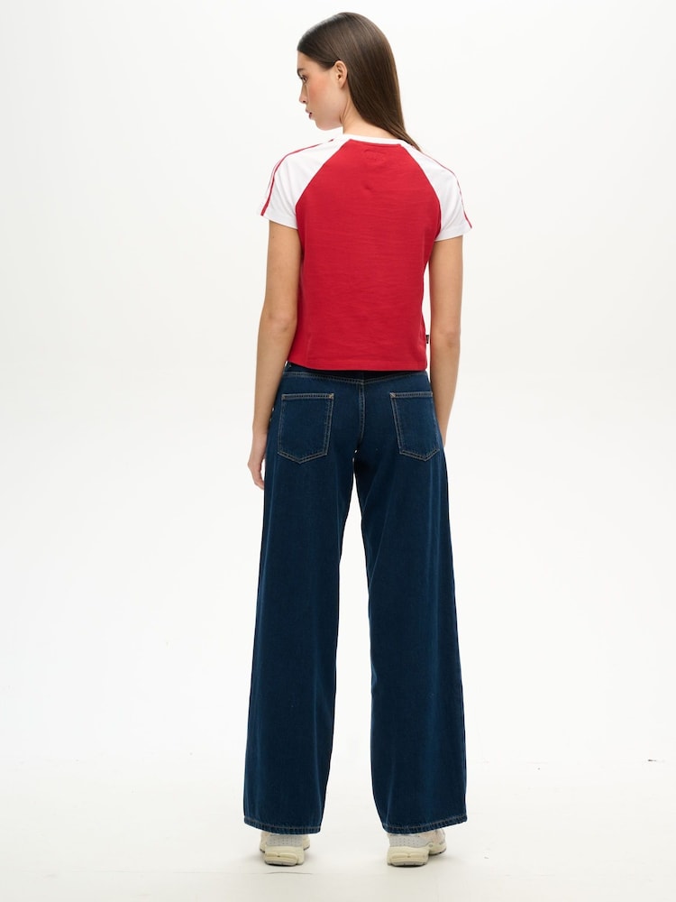 Superdry Blue Dark Cult Mid Rise Baggy Jeans - Image 3 of 5