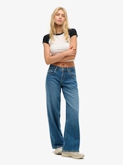 Superdry Blue Cult Mid Rise Baggy Jeans - Image 1 of 4