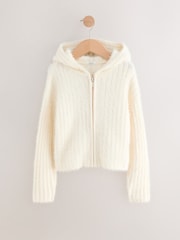 Ecru Fluffy Zip Through Hoodie (3-16yrs) - Image 1 of 3