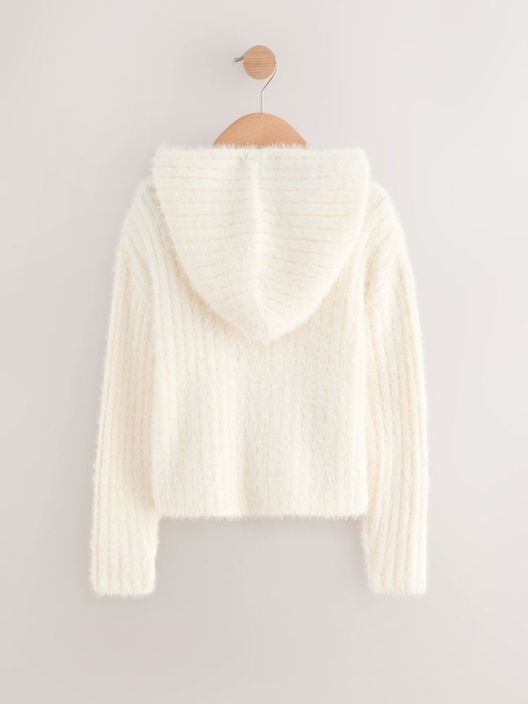 Ecru Fluffy Zip Through Hoodie (3-16yrs) - Image 2 of 3