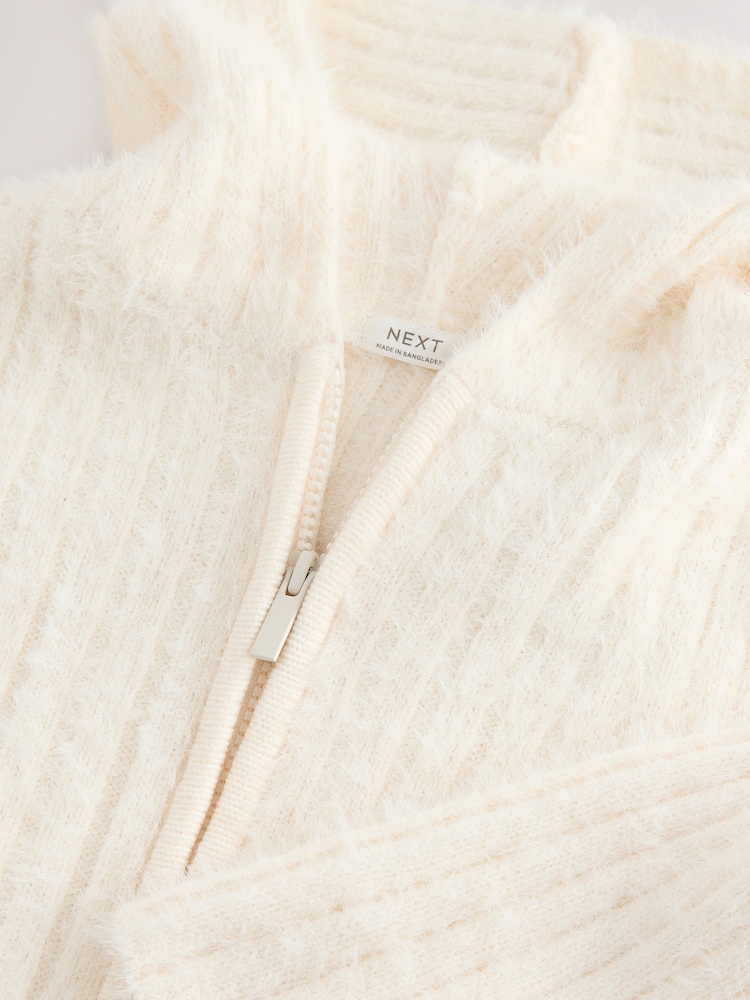 Ecru Fluffy Zip Through Hoodie (3-16yrs) - Image 3 of 3