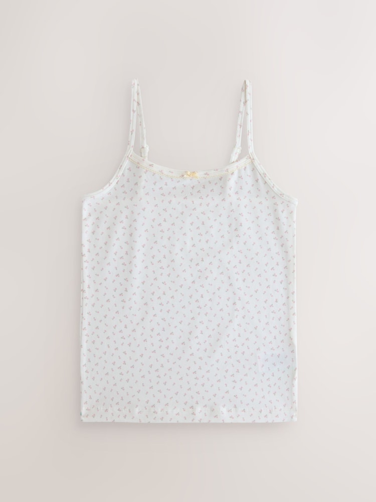 Ecru Floral Strappy Printed Cami Vests 3 Pack (1.5-16yrs) - Image 2 of 7 Ecru Floral Strappy Printed Cami Vests 3 Pack (1.5-16yrs) - Image 2 of 7