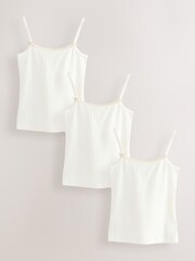 Ecru Pink Stripe Strappy Textured Cami Vests 3 Pack (1.5-16yrs) - Image 1 of 7