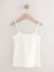 Ecru Pink Stripe Strappy Textured Cami Vests 3 Pack (1.5-16yrs) - Image 3 of 7