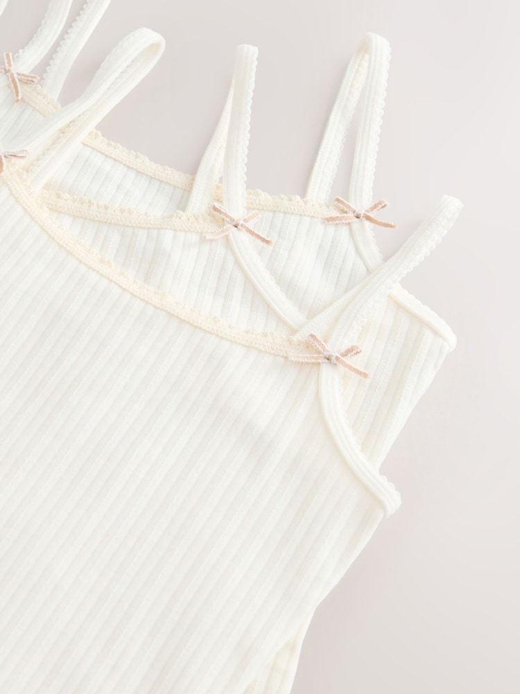 Ecru Pink Stripe Strappy Textured Cami Vests 3 Pack (1.5-16yrs) - Image 7 of 7