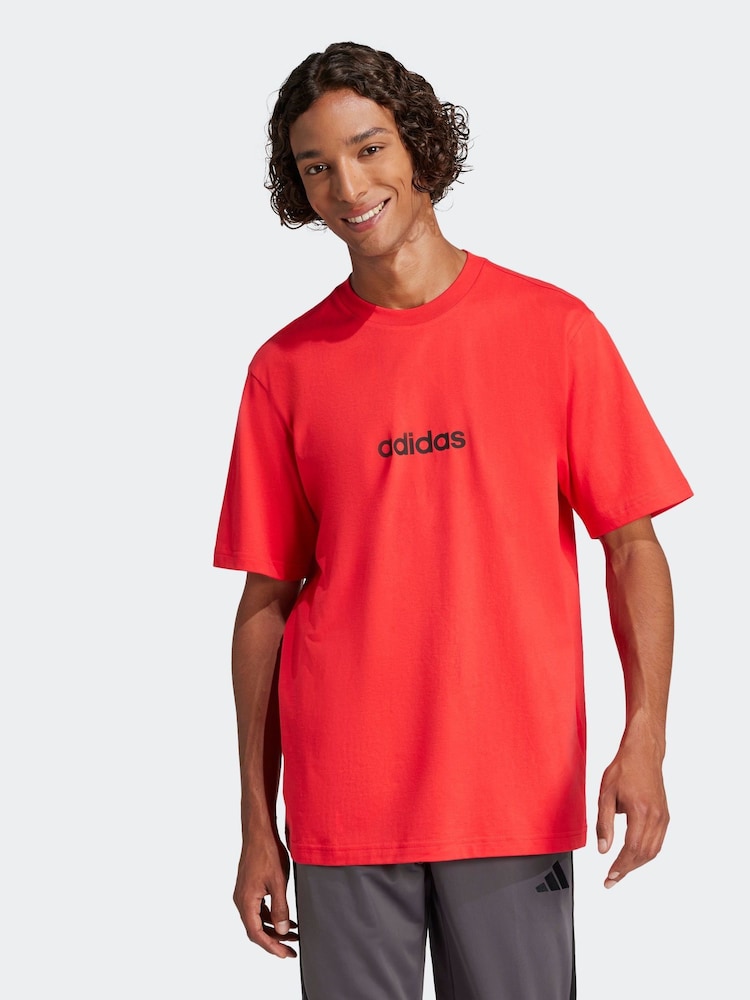 adidas Single Essentials Linear 100% Cotton Jersey T-Shirt - Imagen 1 de 6