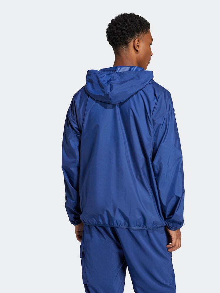 adidas Blue Essentials 3-Stripes Windbreaker - Image 2 of 6